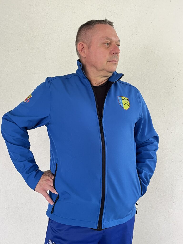Veste softshell bleu floquée - devant